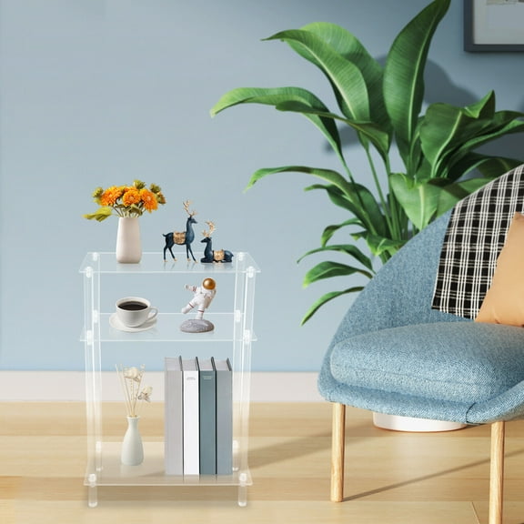 Miumaeov 3 Tiers Acrylic Printer Stand Narrow Side Table Printer Rack Storage Shelf Nightstand End Table 15.7 * 7 * 22.9 inch