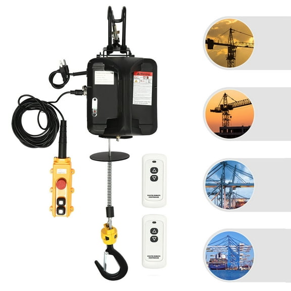 Miumaeov 3-in-1 Portable Electric Hoist W/2 Remote Controls For Lifting Towing 1100Lbs