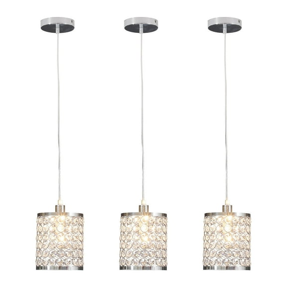 Miumaeov 3 pcs Modern Crystal Ceiling Light Crystal Pendant Chandelier LED Hanging Lamp