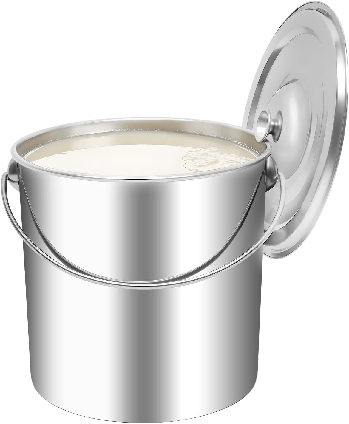 Miumaeov 304 Stainless Steel Bucket with Lid, 20L/5.28Gal Metal Kitchen ...