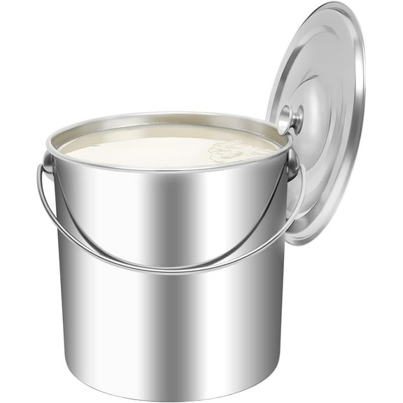 Miumaeov 304 Stainless Steel Bucket with Lid, 20L/5.28Gal Metal Kitchen Bin Food Bucket, Heavy Duty Handled Pail Storage for Catering Kitchen Garage Sand Commercial Home Use