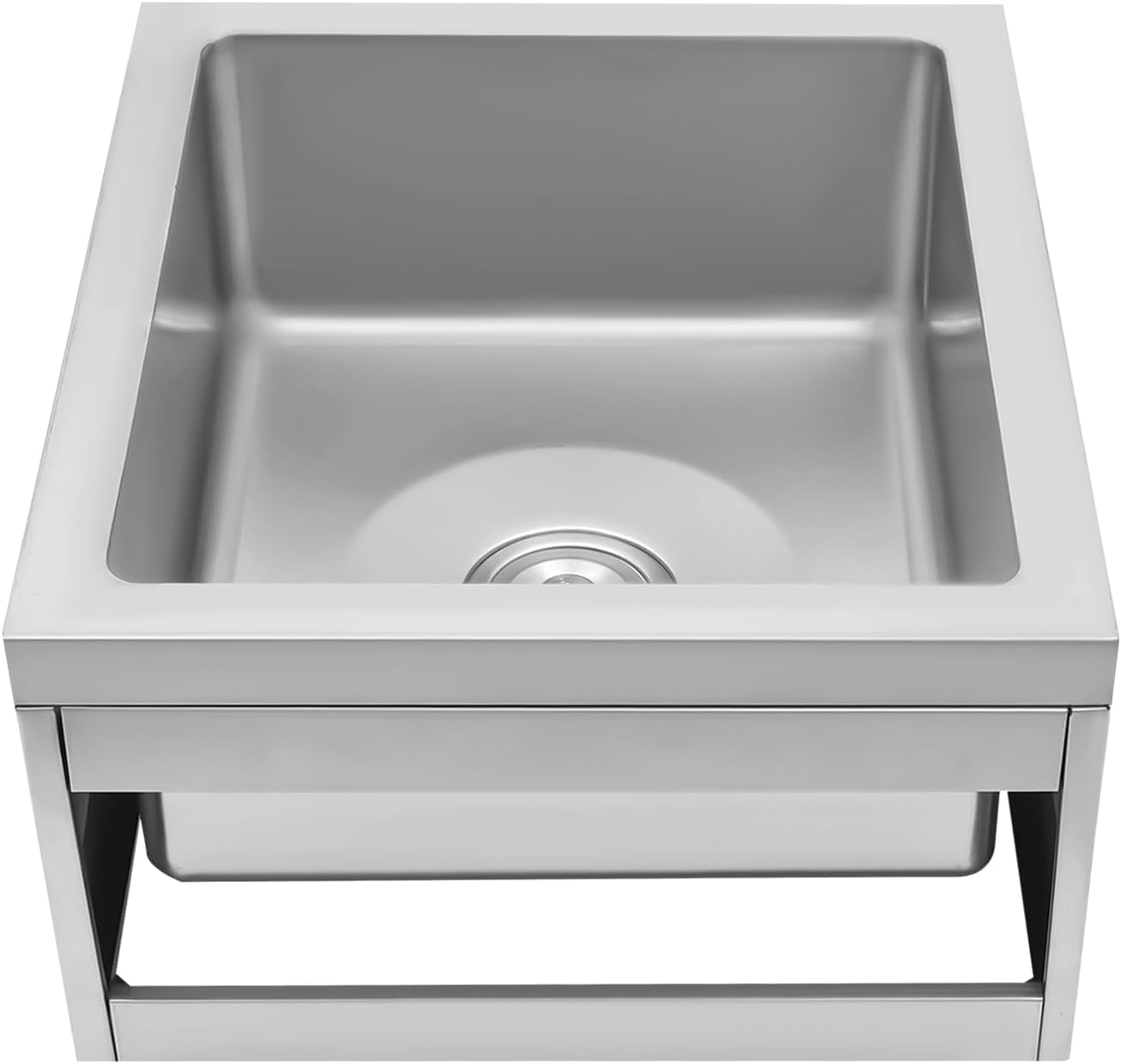 Miumaeov 304 Stainless Steel Floor Mop Sink, Mop Service Basin with Sink Drainage/Strainer  ( No Backsplash)