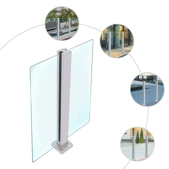 Miumaeov 304 Stainless Steel Glass Railing Post Fence Support System for Exterior Interior 91cm/35.8in Height