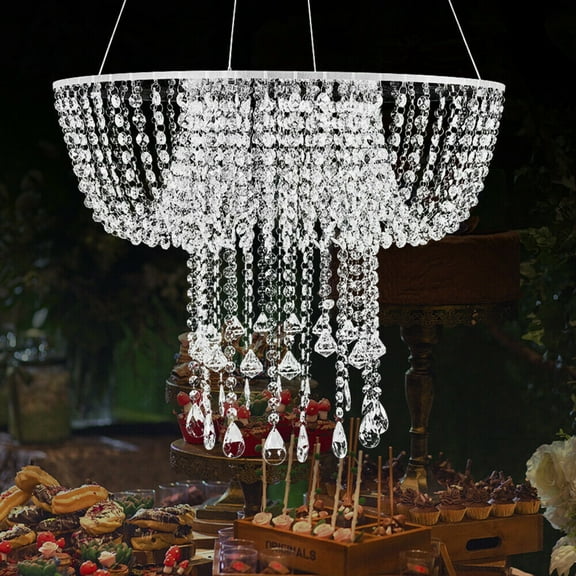 Miumaeov 31" Crystal Cake Stand Chandelier Hanging Wedding Cake Rack Suspended Cake Swing Stand for Decor
