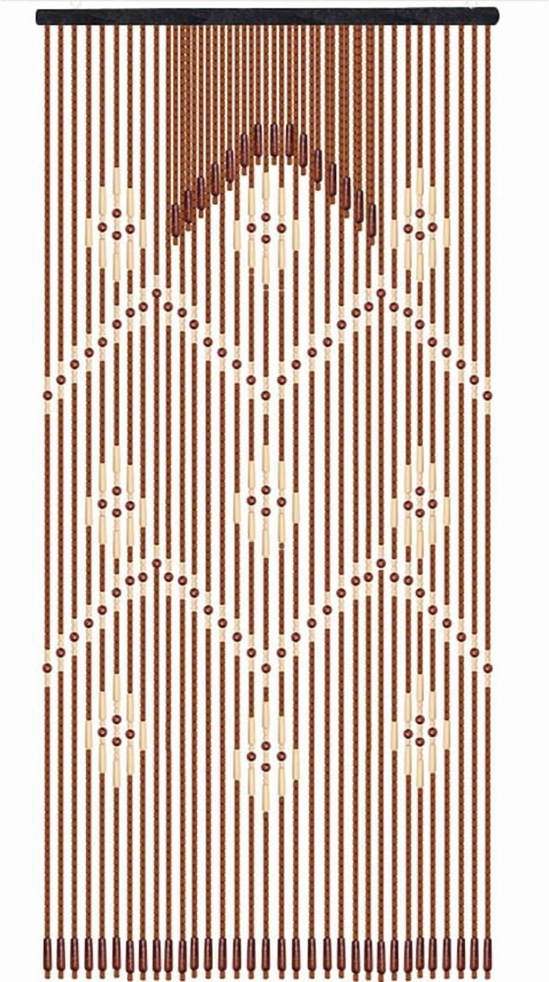 Miumaeov 35.4 * 68.9inch 32 Strands Wooden Bead Curtain,32 Lines Porch Door Fly Screen Decor Brown Curtain Bamboo Wood