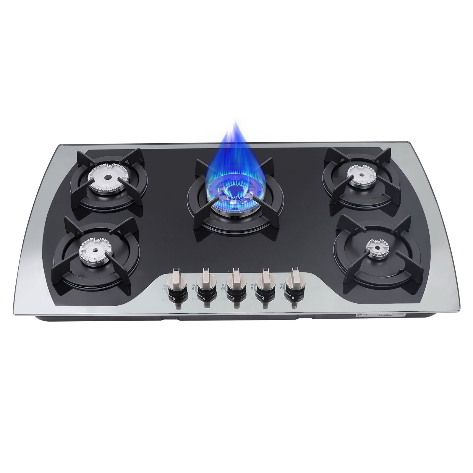 Miumaeov 35.4" Built-in Gas Cooktop, 5 Adjustable Hob Burners Natural Gas Hob Cooktops Cooker