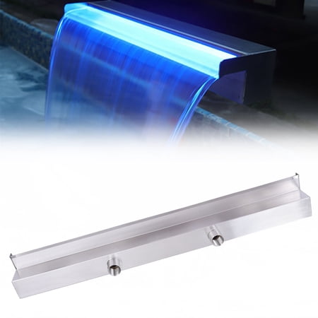 Miumaeov 35.4" Waterfall Pool Fountain with LED Strip Blue Light Decoration For Rockery Garden, Yard