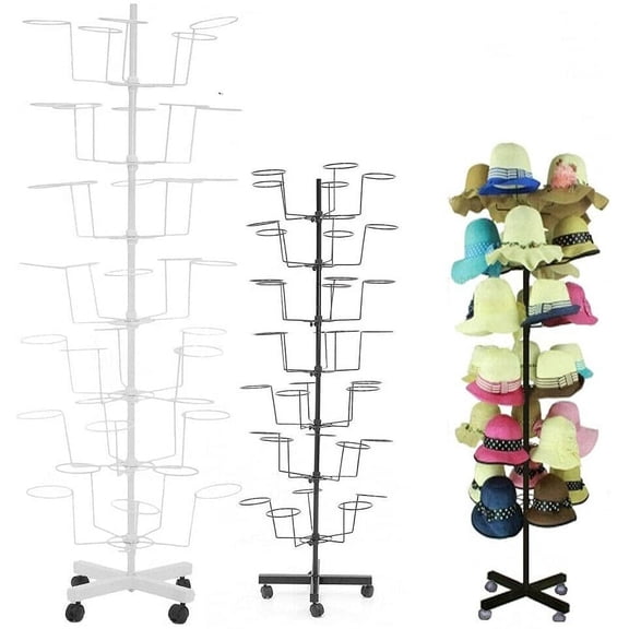 Miumaeov 35 Hats 7 Tier Hat Racks Adjustable Rotating Hat Display Stand Hat Storage Organizer (White)