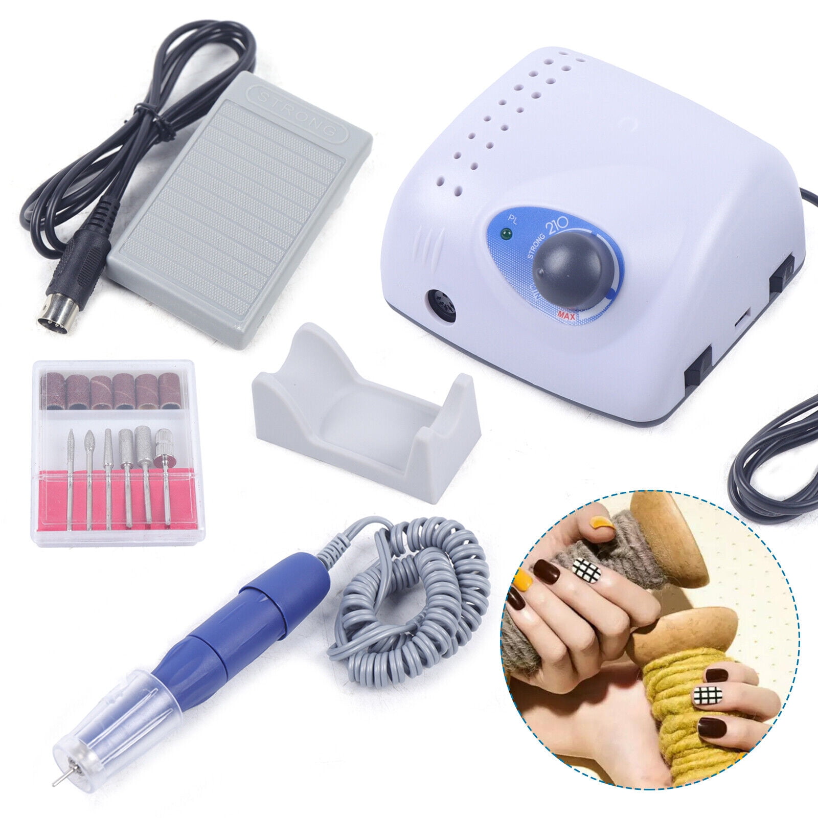 Miumaeov 35000RPM Electric Nail Drill Machine Pedicure Nail File Drill Micro Motor 65W