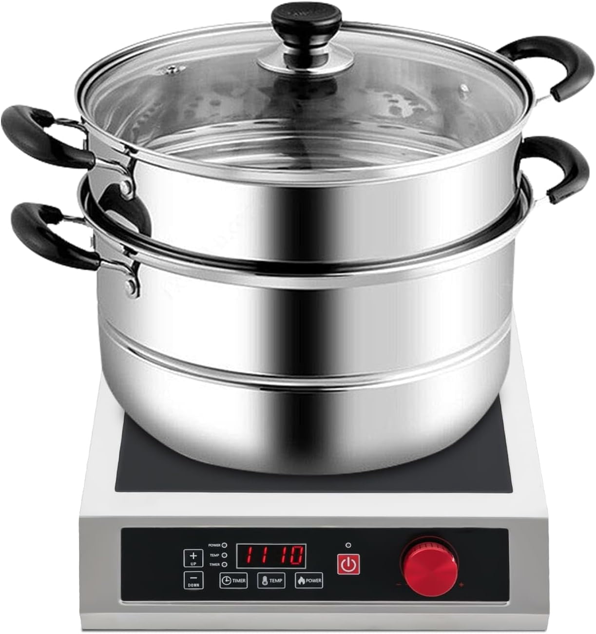Miumaeov 3500W Commercial Induction Cooktop, Professional Portable Induction Cooktop, Portable Countertop Burner with 10-Speed Temperature/Power Adjustable