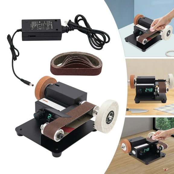 Miumaeov 350W Mini Belt Sander Grinder Tool Infinitely Adjustable Speed Desktop Belt Sandering Machine