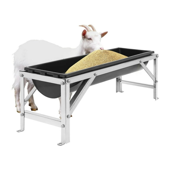 Miumaeov 35L 100cm Livestock Feed Trough Feeder Feed Trough Rectangular w/Stand Floor Standing