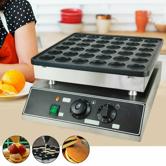 Miumaeov 36 Holes Non-stick Donut Maker Machine Mini Dutch Pancakes Maker Baker Machine Iron 15.94"D x 13.38"W x 7.28"H