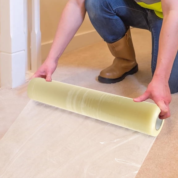 Miumaeov 36 in x 500 ft Carpet Protector Film Self Adhesive Floor Protector Tape with Easy Unwind and Clean Removal Self-Adhesive Surface Protective Film