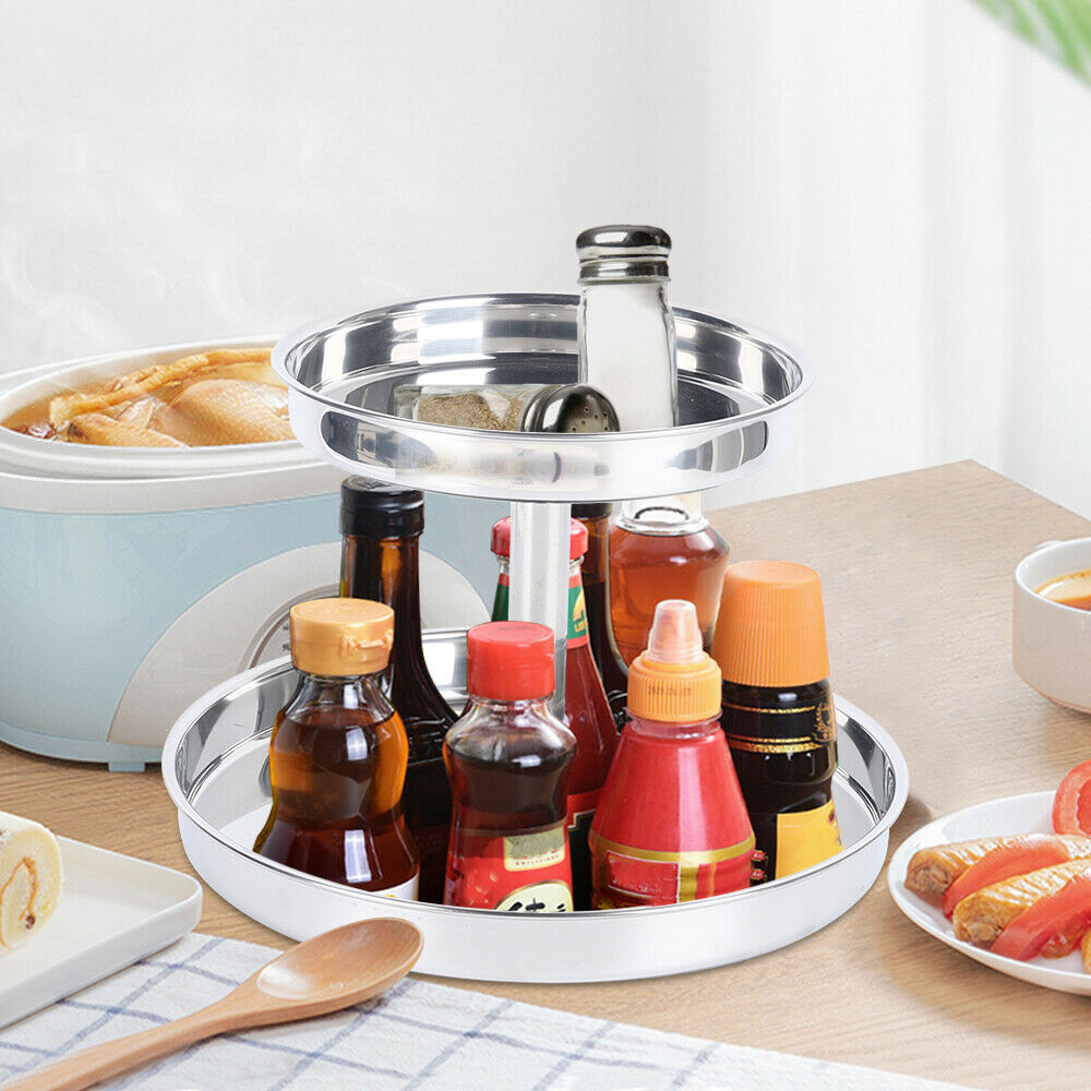 Miumaeov 360° Rotating Lazy Susan Turntable Organizer 2 Tier Spice Rack ...