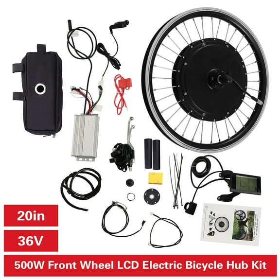 Miumaeov 36V 500W 20in Electric Bicycle Motor Conversion Kit Front Wheel E bike Hub Motor Kit LCD Display