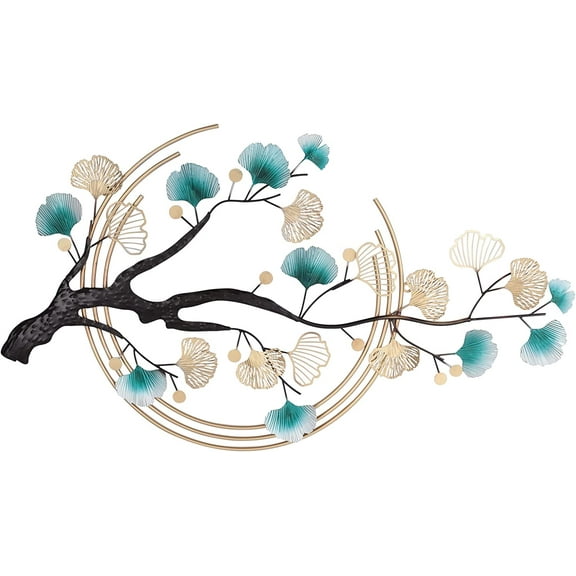 Miumaeov 3D Ginkgo Tree Leaf Metal Wall Art, Metal Wall-Mounted Sculpture, Hanging for Living Room Bedroom Kitchen Decoration Gifts