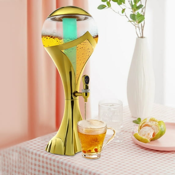 Miumaeov 3L Wine Dispenser Beverage Dispenser with Spigot Ice Tubes and LED Light Whiskey Liquor Beer Tower Dispenser for Parties Home Bar