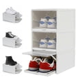 thumbnail image 1 of Miumaeov 3Pcs Stackable Shoe Box Push Pull Drawer Shoes Storage Case Organizer Container Clear Cover Gray, 1 of 20