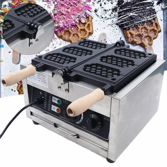 Miumaeov 3pcs Honeycomb Waffle Maker Nonstick Commercial Waffle Machine 110V Temperature 122-572 Belgian Waffle Baker for Restaurant and Home Use
