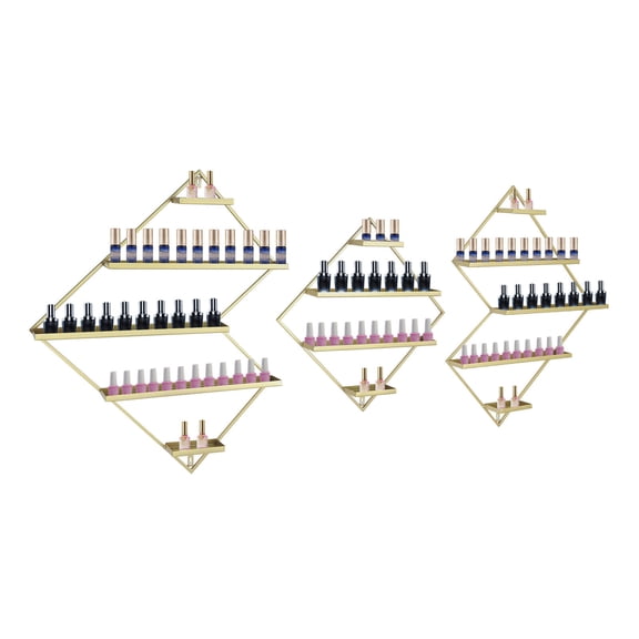 Miumaeov 3pcs Wall Mounted Nail Polish Storage Rack Display Rack Organizer for Nail Polish /Nail Stickers (Gold)