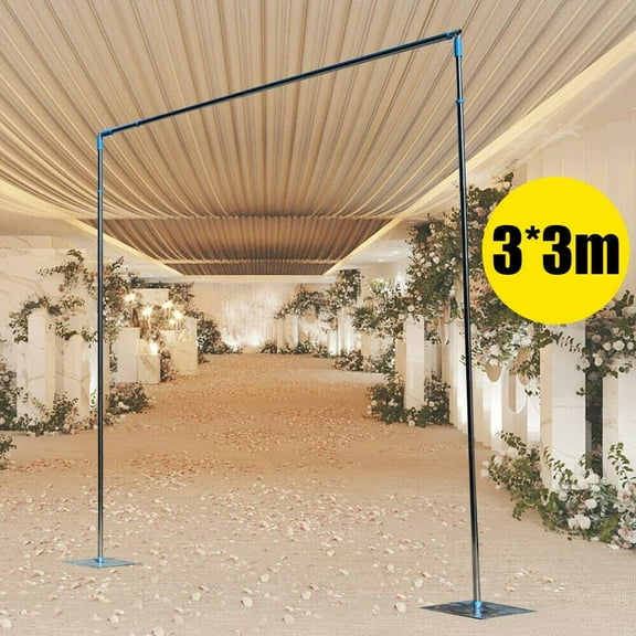 Miumaeov 3x3m Wedding Photography Backdrop Stand Stainless Steel Curves Pipe and Drape Backdrop or Room Divider Kit Adjustable Curved Pipe and Drape Backdrop Support Kit for Wedding Party