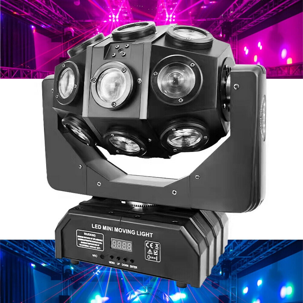 Miumaeov 4 in 1Moving Head Stage Light Professional 18 LED RGBW Stage Light Sound Activated DMX 512 Control for DJ KTV Disco Party Wedding Concert Festival