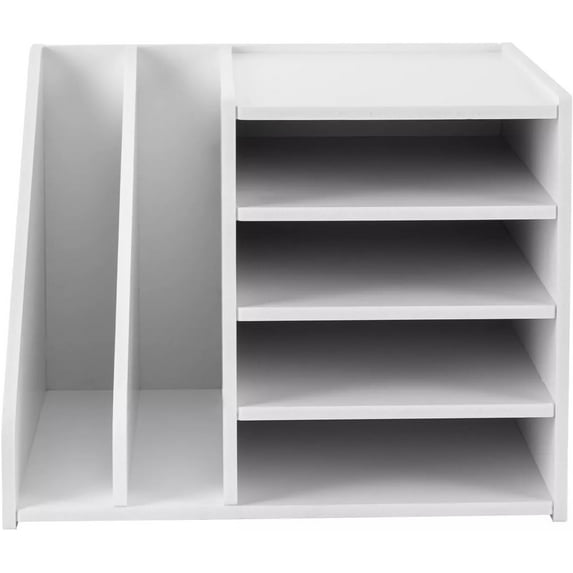 Miumaeov 4+2 Desktop File Holder Organizer Mail Sorter Office Storage Bookshelf Magazines Holder for Home, Office, Classroom