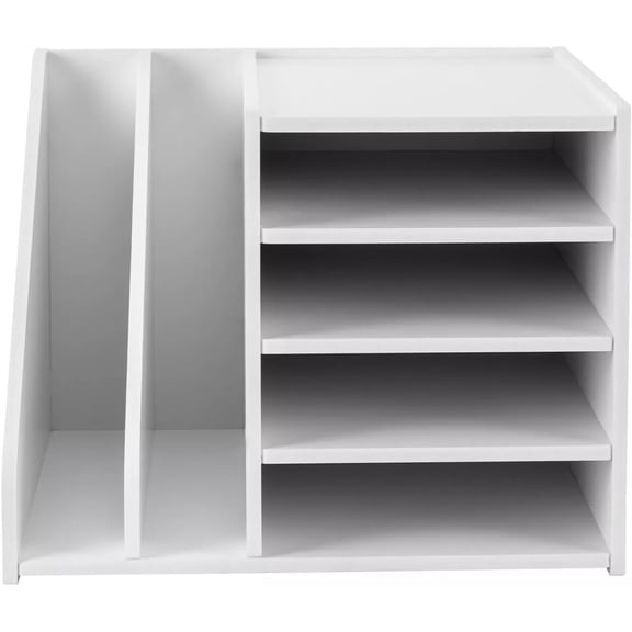 Miumaeov 4+2 Desktop File Holder Organizer Mail Sorter Office Storage Bookshelf Magazines Holder for Home, Office, Classroom