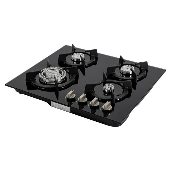 Miumaeov 4-Burner Gas Stove NG/LPG Built-in Kitchen Gas Stove Tempered Glass Gas Cooktop Stove Top