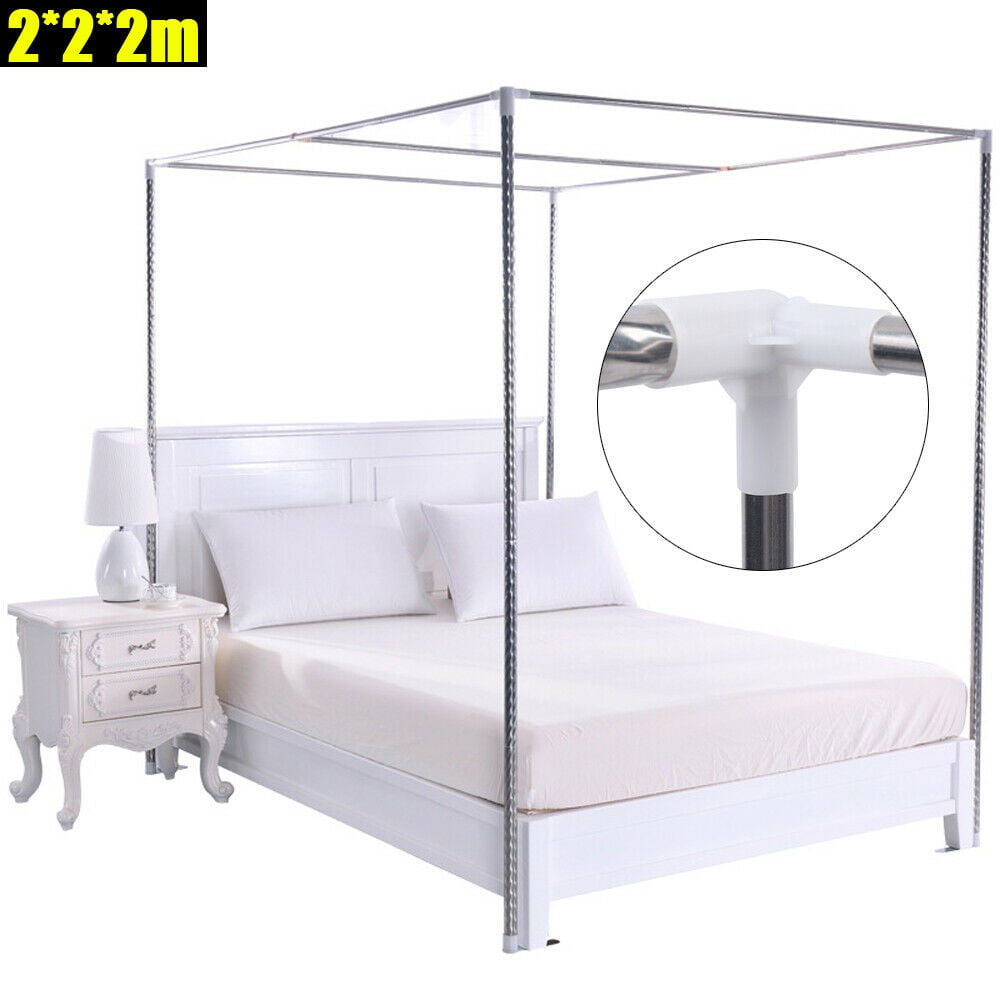 Miumaeov 4 Corner Post Bed Canopy Mosquito Net Stainless Steel Stand 