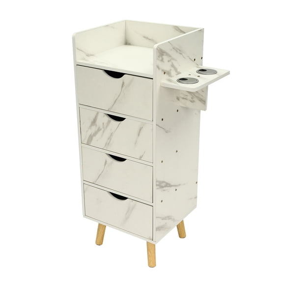 Miumaeov 4-Drawer Storage Cabinet Free Standing Beauty Barber Salon Organizer with Hair Dryer Holder