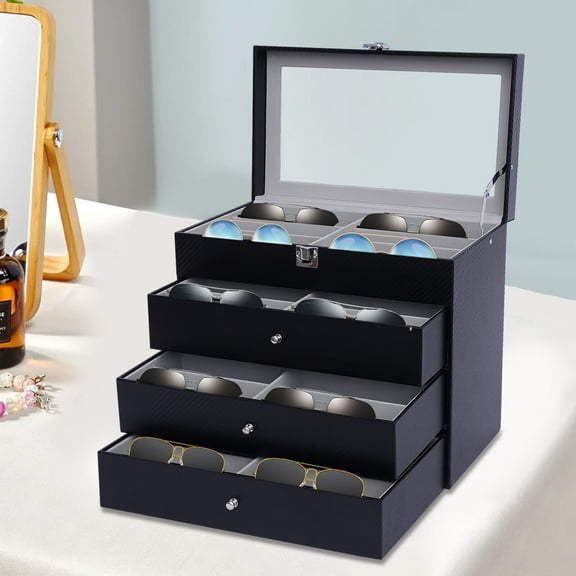 Miumaeov 4 Layer 24 Slots Multiple Glasses Storage Case Eyeglass Sunglass Display Holder Organizer