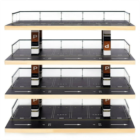 Miumaeov 4 Layers Car Parking Lot Model Acrylic Simulation Car Showcase Vehicle Parking Garage Model Kids Education Toys