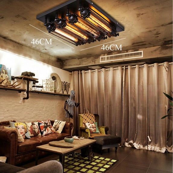 Miumaeov 4 Lights Rustic Steampunk T30 Chandelier Antique Industrial Style Ceiling Lamp Pendant Light Fixture For Dining Living Room Loft