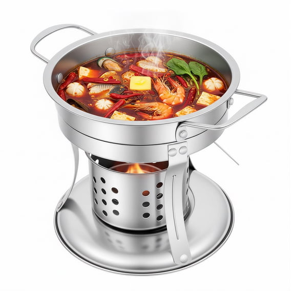 Miumaeov 4 Pack Round Chafing Dishes for Buffet, Stainless Steel Shabu Mini Hot Pot with Lid,  Mini Chafing Cooking Pot, for Party, Picnic, Cafe, Buffet, Hotel, Restaurant