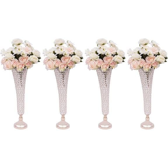 Miumaeov 4 Packs Crystal Flower Vases Centerpieces Wedding Party Table Metal Flower Vase