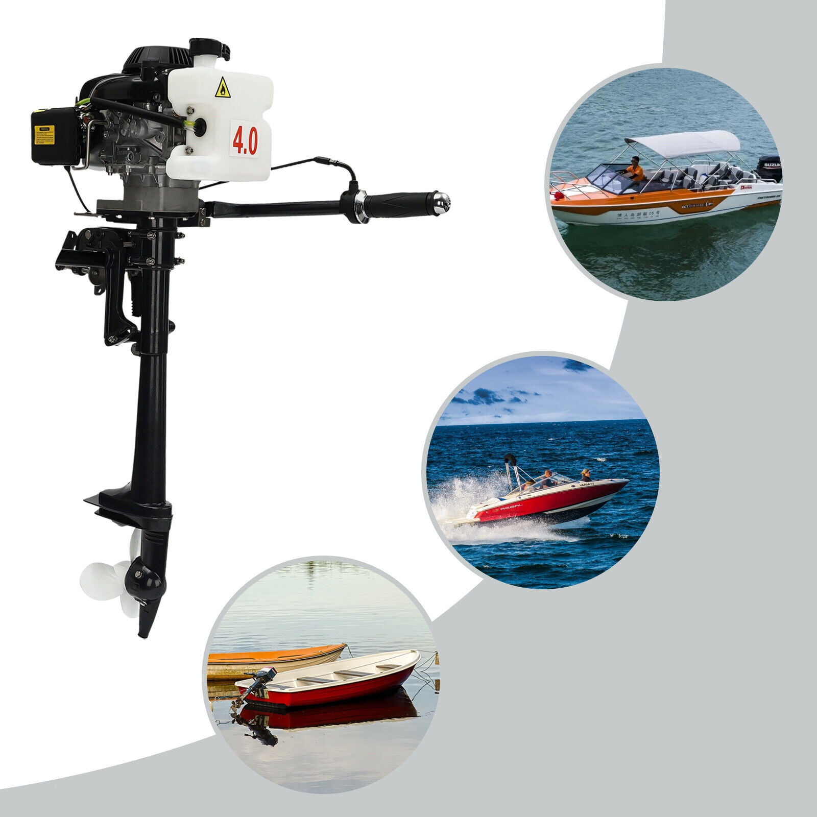 Miumaeov 4 Stroke Outboard Motor 3 HP Fishing Boat Engine with Air Cooling System Heavy Duty