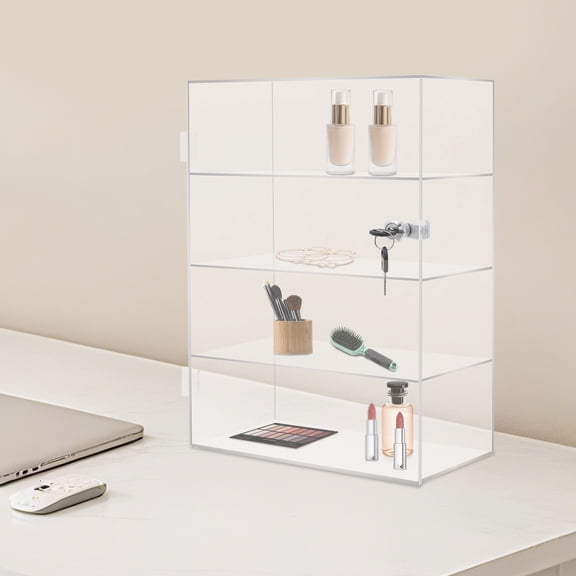 Miumaeov 4-Tier Acrylic Display Case w/Locking Door Clear Collectible Showcase Cabinet for Action Figures, Multi Functional Safe Storage Box