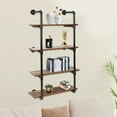 thumbnail image 1 of Miumaeov 4 Tier Wall-Mounted Wine Racks Industrial Pipe Steampunk Real Wood Wine Rack for Kitchen, Dinning Room Home Bar 24", 1 of 15