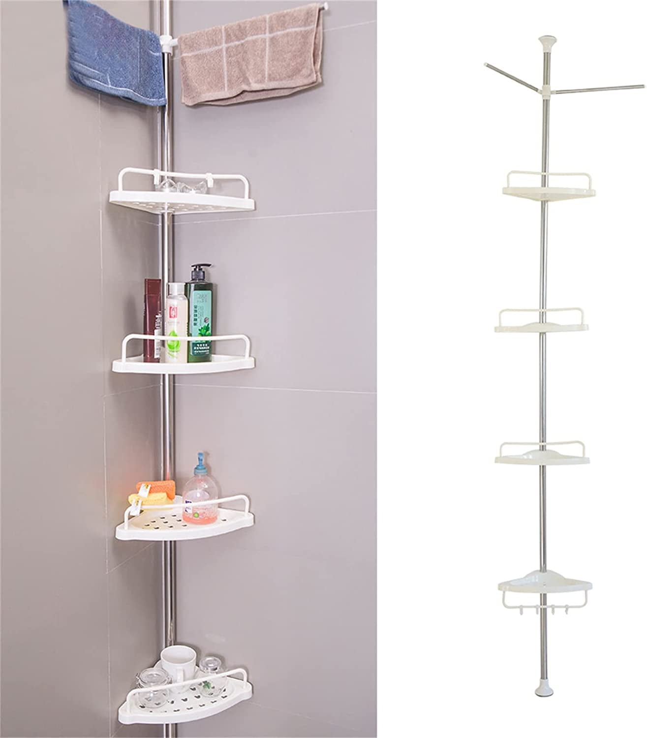 Miumaeov 4-Tiers Shower Corner Rack Shelf Telescopic Bathroom Storage ...