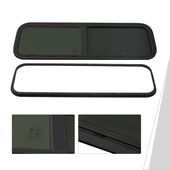 Miumaeov 42" W x12" H RV Trailer Camper Horizontal Slider Window Replacement with Mounting Trim Ring Black