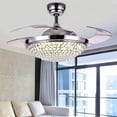 thumbnail image 1 of Miumaeov 42 inch Fan Ceiling Light and Remote Control Kit, Invisible Ceiling Fan with Light Crystal Chandeliers Fan LED Three-Color Lights Retractable Blades, Silver, 1 of 8