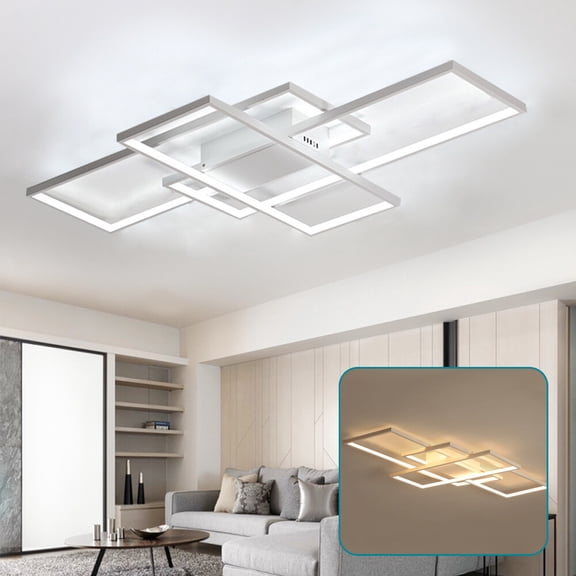 Miumaeov 43in Modern LED Ceiling Light Geometric Chandelier Flush Mount Lighting Fixture