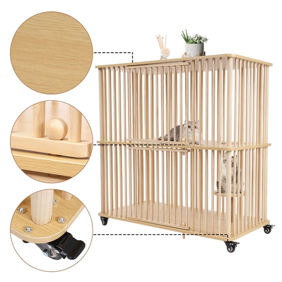 Miumaeov 44.1*22*42.5in Wooden Large Cat Villa Rectangular Cat House ...
