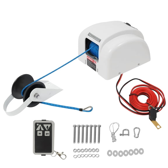 Miumaeov 45LB Electric Anchor Winch for Boat, 12V Wireless Remote Anchor Winch with 100FT Rope, Automatic Boat Anchor System for Fishing, Pontoon