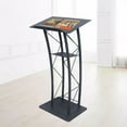 thumbnail image 1 of Miumaeov 47" Curved PodiumWrought Iron Paint Metal Table Top with Cup Holder for Conference Pulpit Church Lectern, 1 of 12
