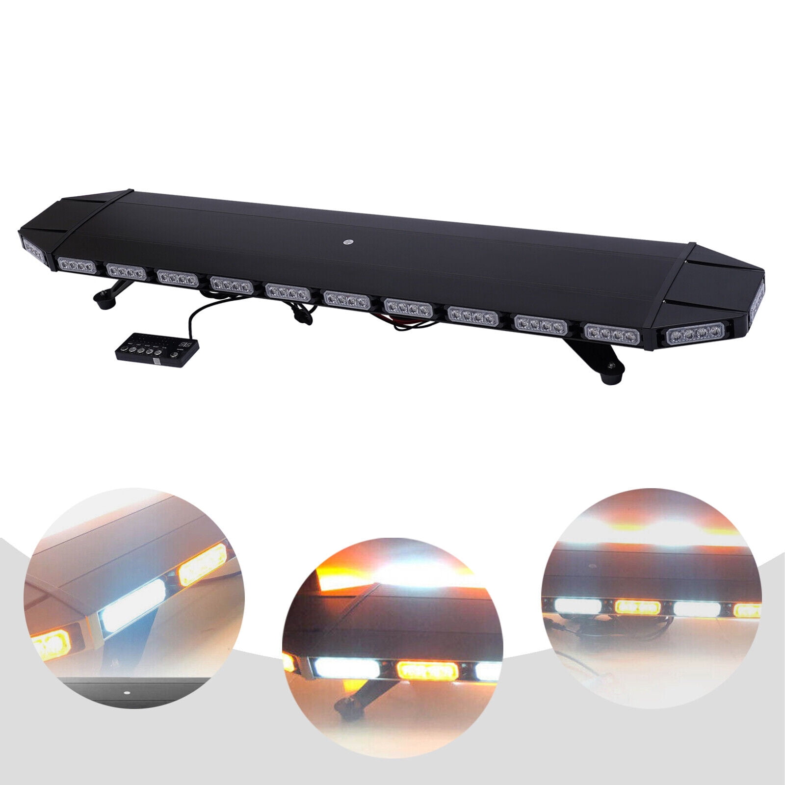 Miumaeov 47inch 104 LED Amber+White Strobe Light Bar Emergency Warning ...