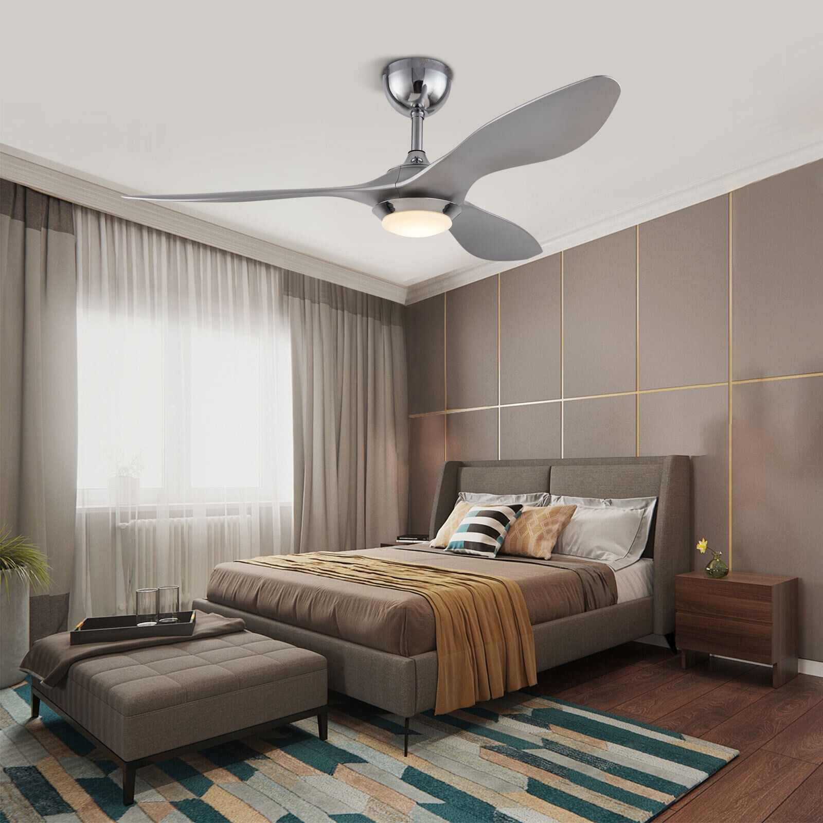Miumaeov 48 Inch Ceiling Fan Light 3 Speed Dimmable LED Chandelier Fan ...
