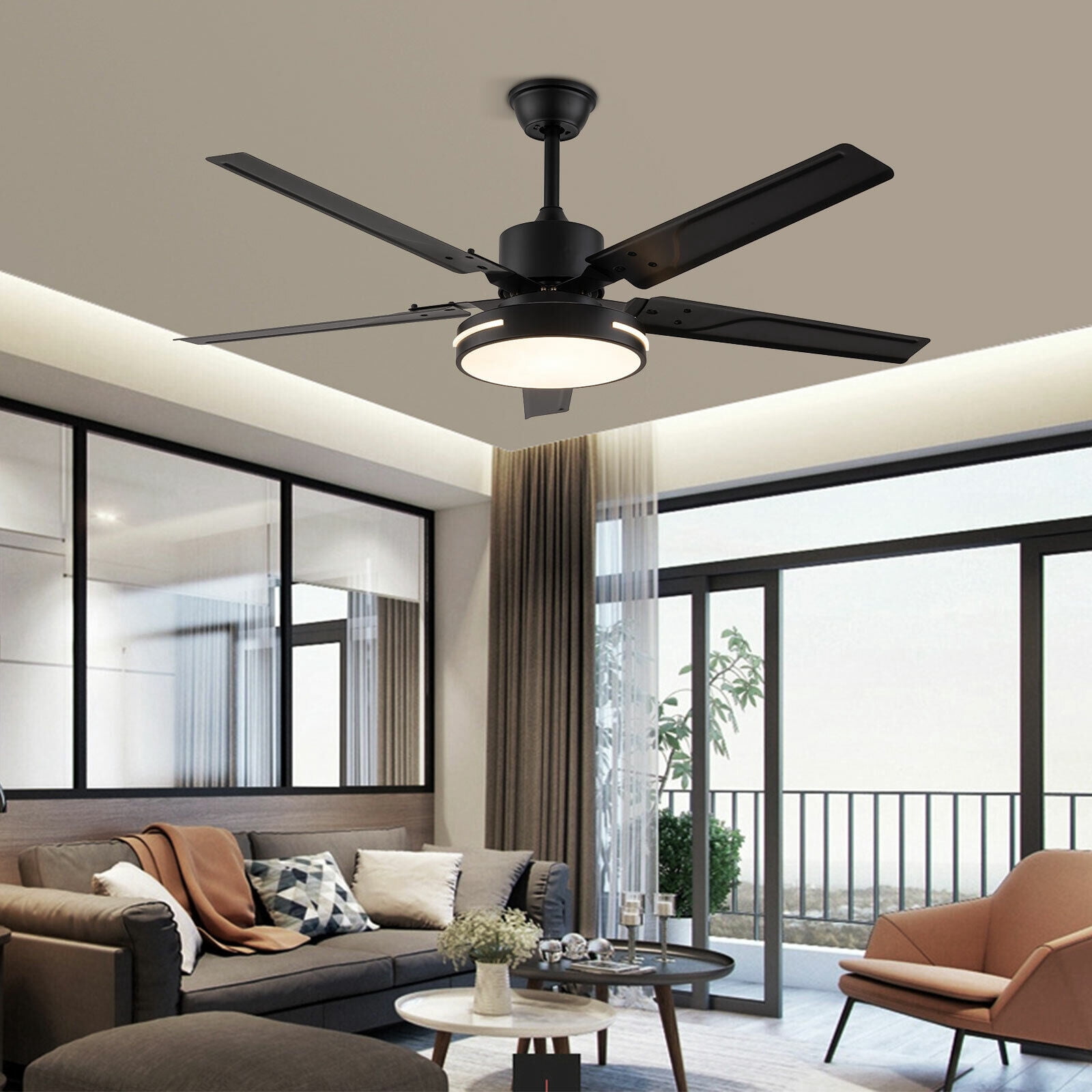 Miumaeov 48'' Modern Ceiling Fan Light 3 Colors LED Chandelier Lamp with Remote Control Silent Motor
